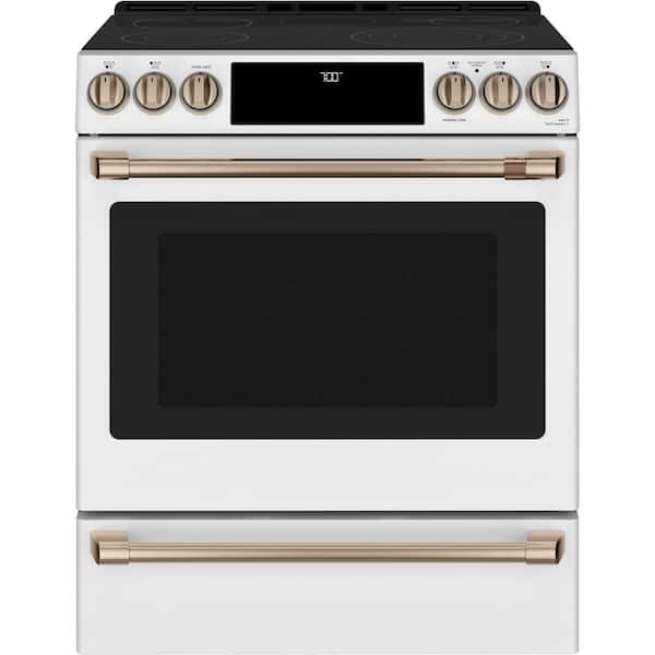 30 in. 5 Burner Element Smart Slide-In Electric Range in Matte White with True Convection, Air Fry