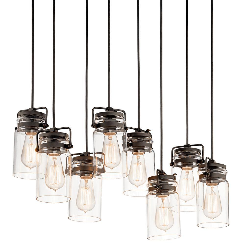 Olde Bronze Vintage Jar-Inspired 8-Light Linear Chandelier