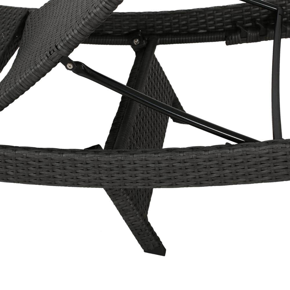 Gray Wicker Armless Outdoor Chaise Lounge with Adjustable Recline