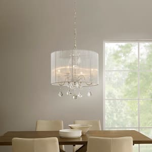 St. Lorynne 4-Light Polished Nickel Pendant with Silver String Shade