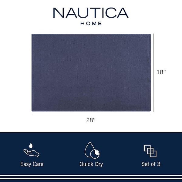 Nautica Cotton Classics 100% Cotton Navy/Heathered Stripe Kitchen Towel  (Set of 3) NAY013822 - The Home Depot