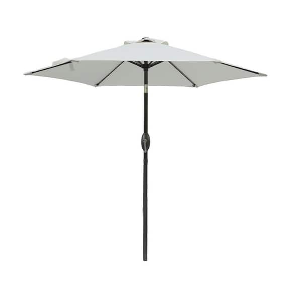 Otryad 7.5 ft. x 7.5 ft. Polyester Patio Umbrella, Outdoor Table Market Umbrella with Crank and Push Button Tilt, Grey