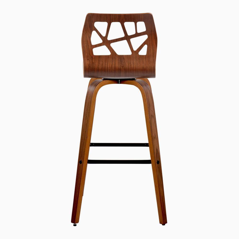 Folia 30'' Beige Faux Leather and Wood Swivel Bar Stools