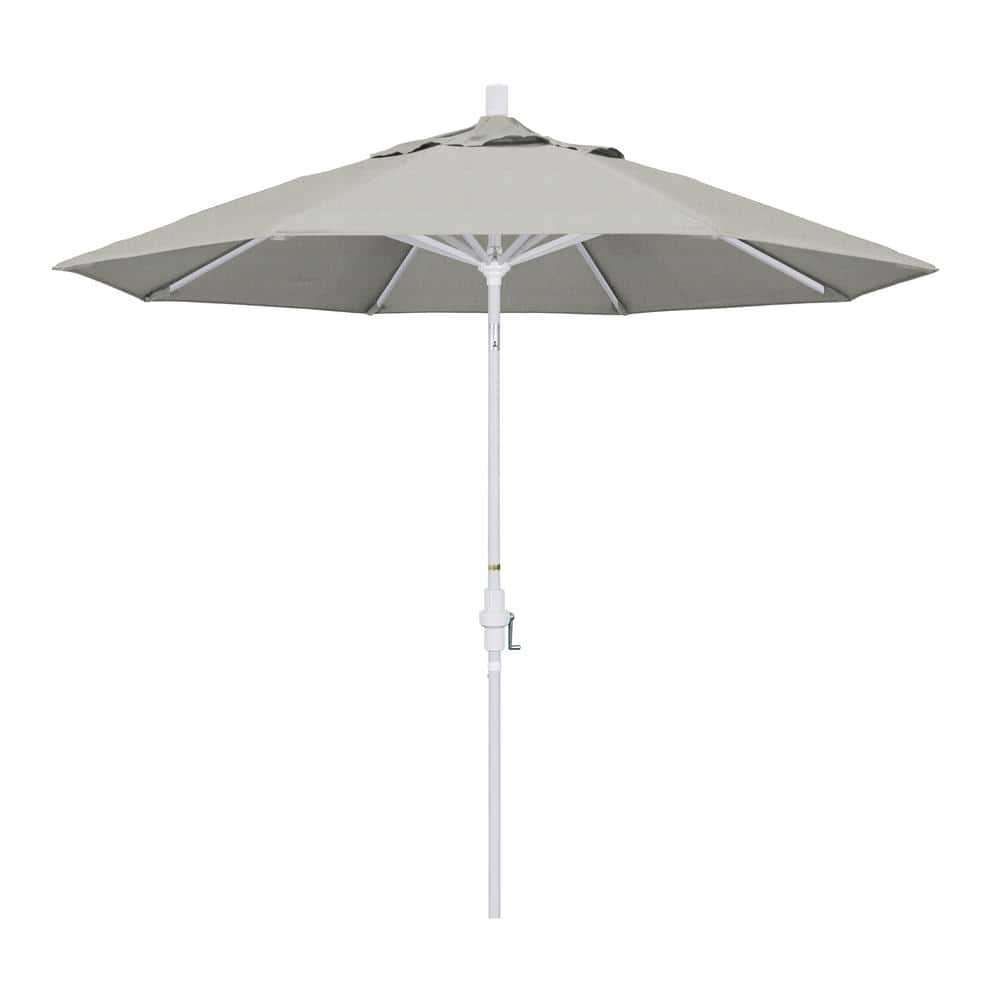 9' Granite Sunbrella Canvas Patio Umbrella with White Aluminum Pole