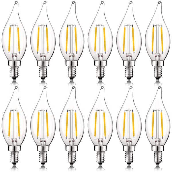 LUXRITE 40-Watt Equivalent CA11 Dimmable LED Light Bulbs UL Listed 2700K Warm White (12-Pack)