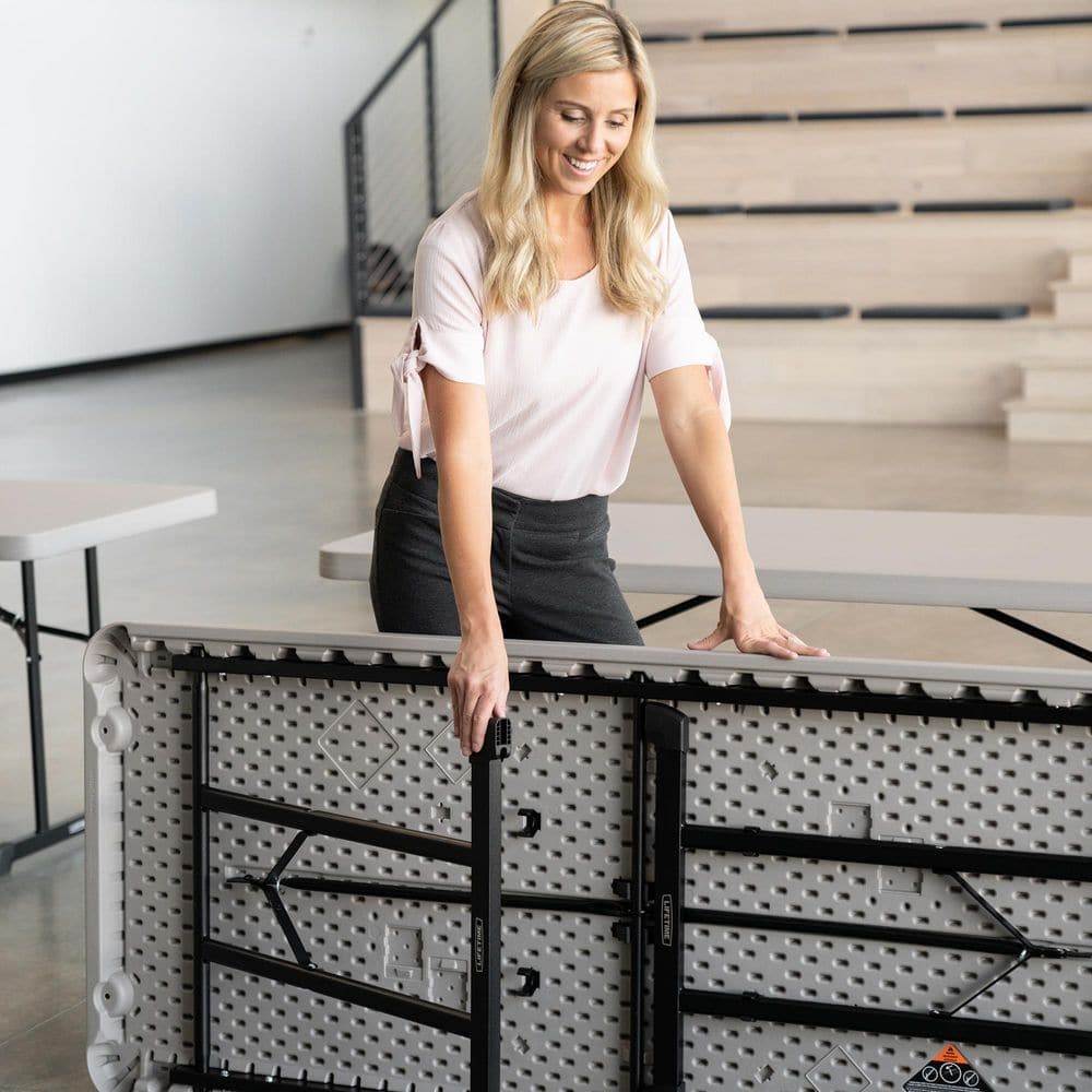 Putty 6-Foot Folding Table with Black Metal Legs