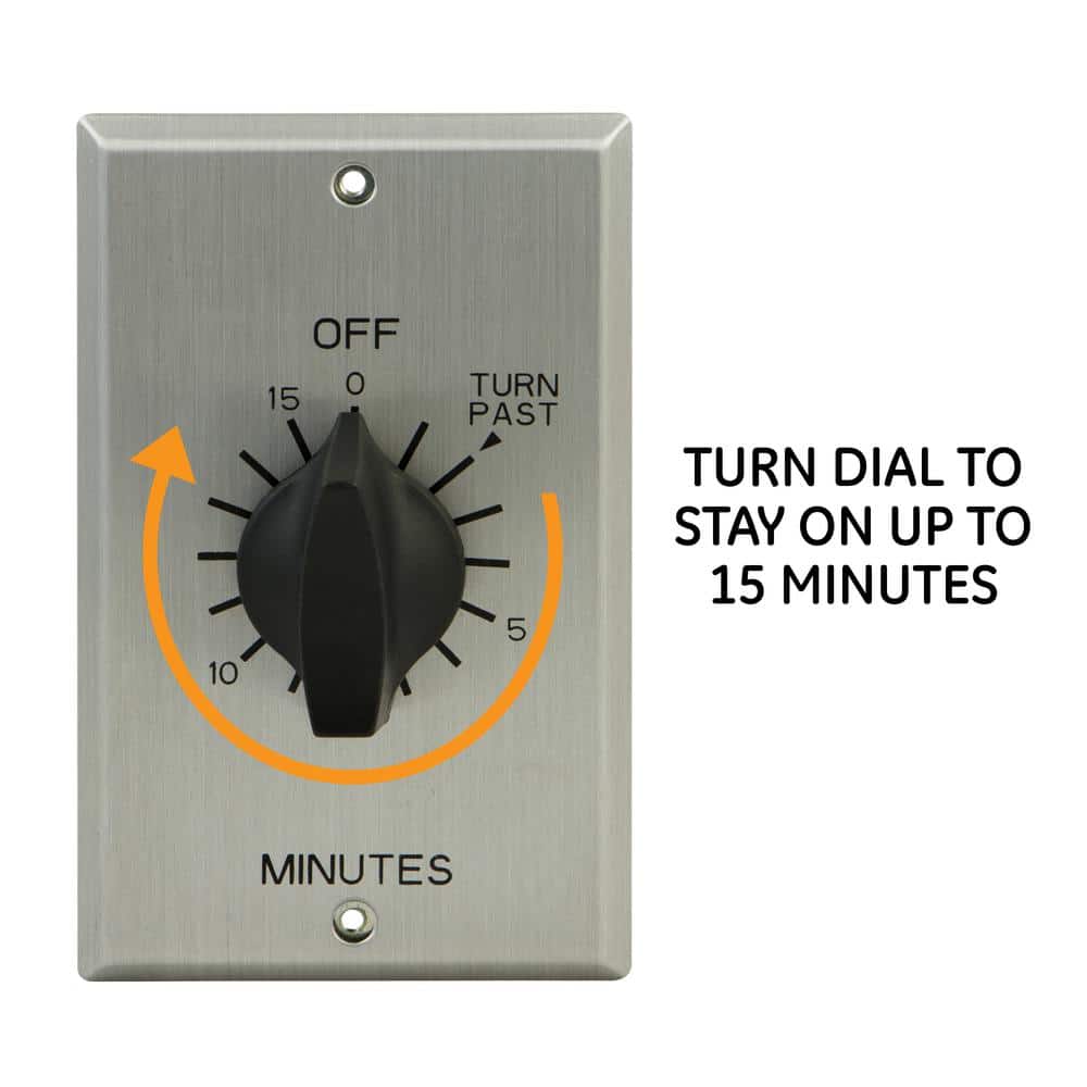 Stainless Steel 15-Minute In-Wall Countdown Timer with Black Dial