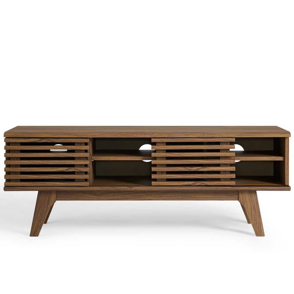 Walnut 46" Mid-Century Modern Media Console with Cabinet