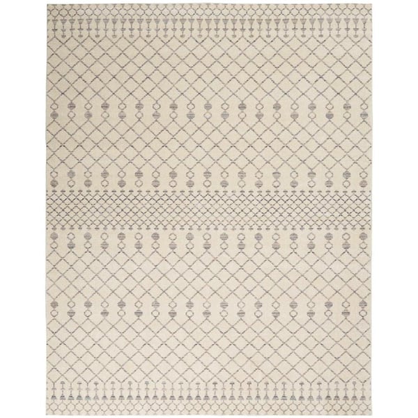 Nourison Sagres Beige/Grey 8 ft. x 10 ft. Striped Bohemian Area Rug