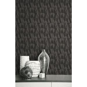 Geo Triangles Black Paper Non Pasted Strippable Wallpaper Roll (Cover 60.75 sq. ft.)