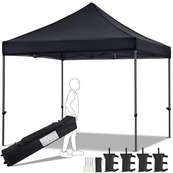 10 ft. x 10 ft. Heavy Duty Commercial Instant Pop-up Canopy Tent, Waterproof, 3-Level Adjustable Height