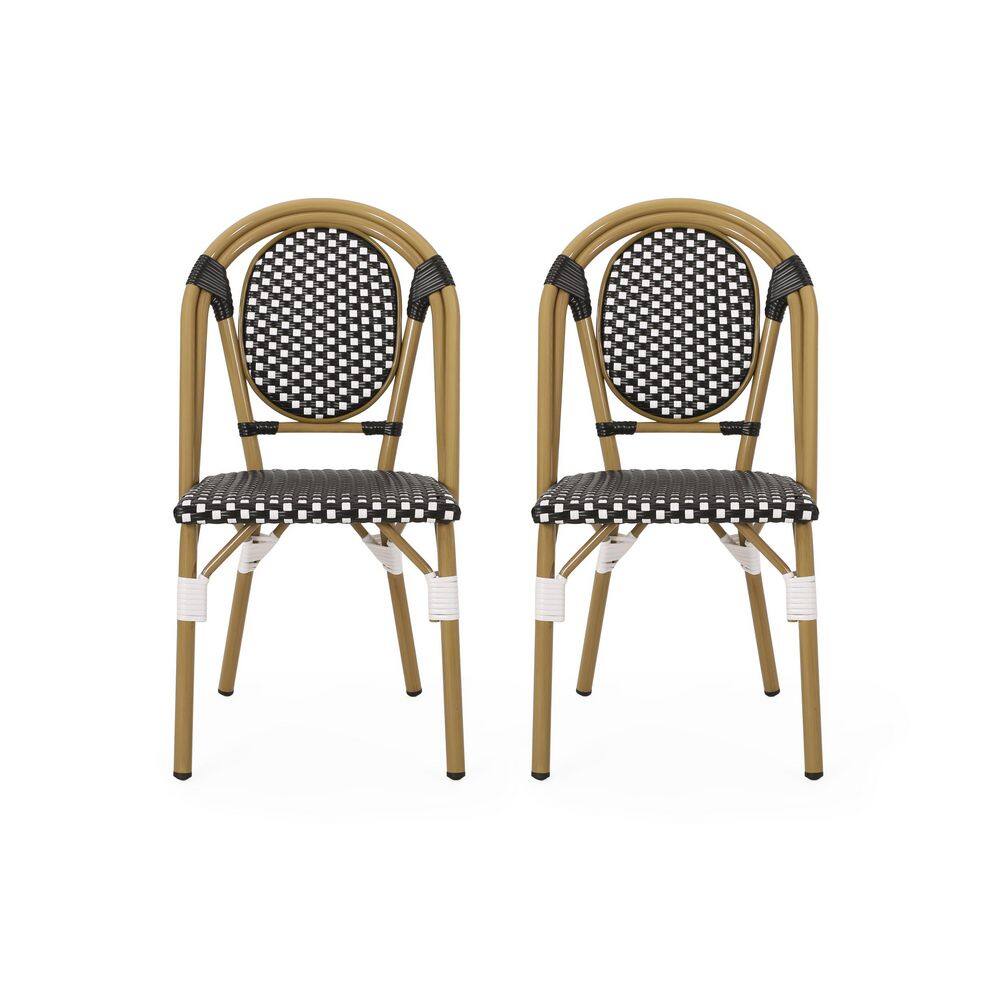 Black 2-Piece Outdoor PE Rattan and Aluminum French Bistro Set for Backyard, Garden price history on PriceWatchPro
