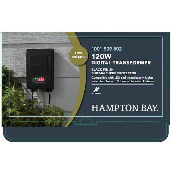 Hampton Bay Low-Voltage 120-Watt Landscape Lighting Transformer with Dusk Sensor SL-120-12A - The Home Depot