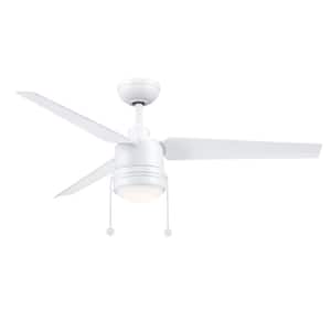 PC/DC 52 in. Integrated LED Indoor/Outdoor Matte White Ceiling Fan with Matte White Blades