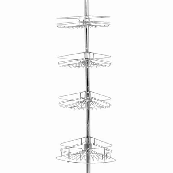 Zenna Home 4-Tier Metal Pole Caddy in Chrome
