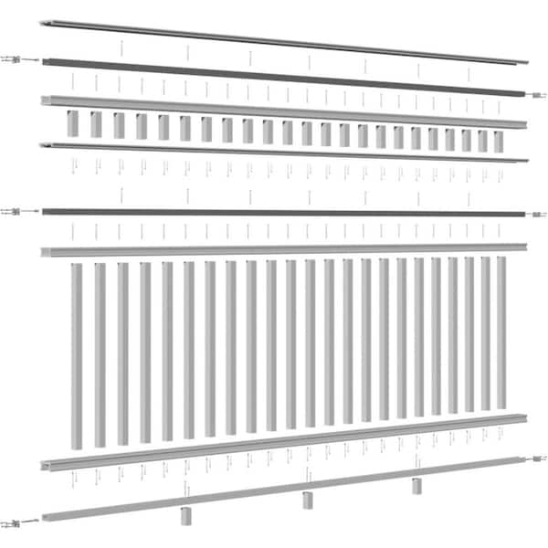 Providence 120 in. x 42 in. PVC 3-Line Level Rail Kit with Reinforcements