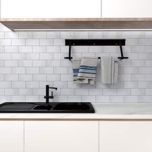 Subway 3 in. x 5.9 in. Vinyl Peel and Stick Backsplash, Glossy White Marble Decorative Wall Tile (12 sq. ft./Case)