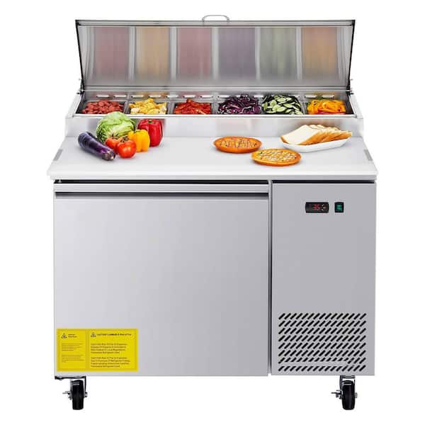 35.75 in. Prep Refrigerated Table 11 cu. ft. Stainless Steel Commercial Refrigerator Worktop Cutting Board Silver