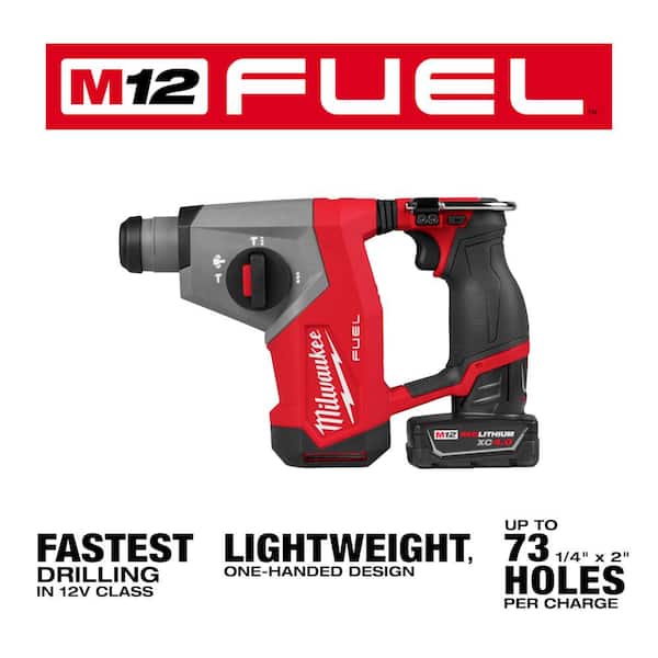 M12 FUEL 12V Lithium-Ion Brushless Cordless 5/8 in. SDS Plus Rotary Hammer Kit with One 4.0Ah Battery and Bag