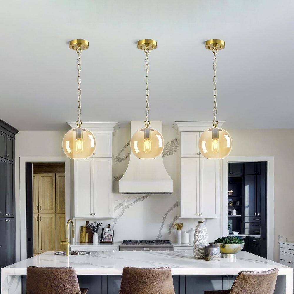 Hmoe Lighting 40W 2-Light Amber modern pendant light with glass globe design is adjustable for Kitchen price history on PriceWatchPro