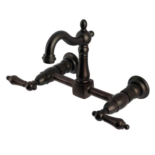 Heritage 2-Handle Wall-Mount Standard Kitchen Faucet in Oil Rubbed Bronze