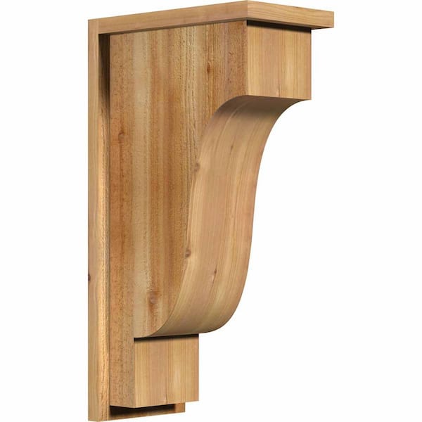 Ekena Millwork 8 in. x 14 in. x 26 in. Newport Rough Sawn Western Red Cedar Corbel with Backplate