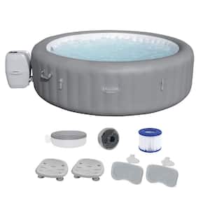 Grenada 8-Person 190-Jet Round Inflatable Hot Tub with Pool and Spa Seat (2-Pack) and Headrest (2-Pack)