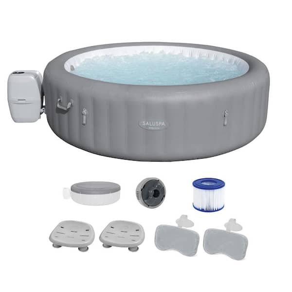 Grenada 8-Person 190-Jet Round Inflatable Hot Tub with Pool and Spa Seat (2-Pack) and Headrest (2-Pack)