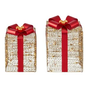 2-Piece Polar Wishes LED Gift Boxes Holiday Yard Decoration