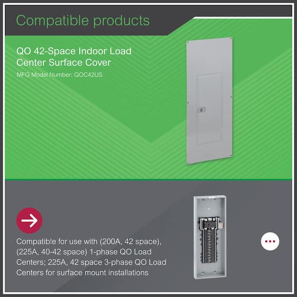 Square D QO 42-Space Indoor Load Center Surface Cover QOC42US