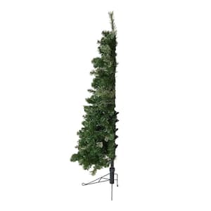 5 ft. Green Prelit Cashmere Half Artificial Christmas tree with 100 white LED bulbs