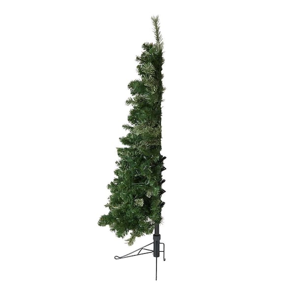 Home Heritage 5 ft. Green Prelit Cashmere Half Artificial Christmas tree with 100 white LED bulbs