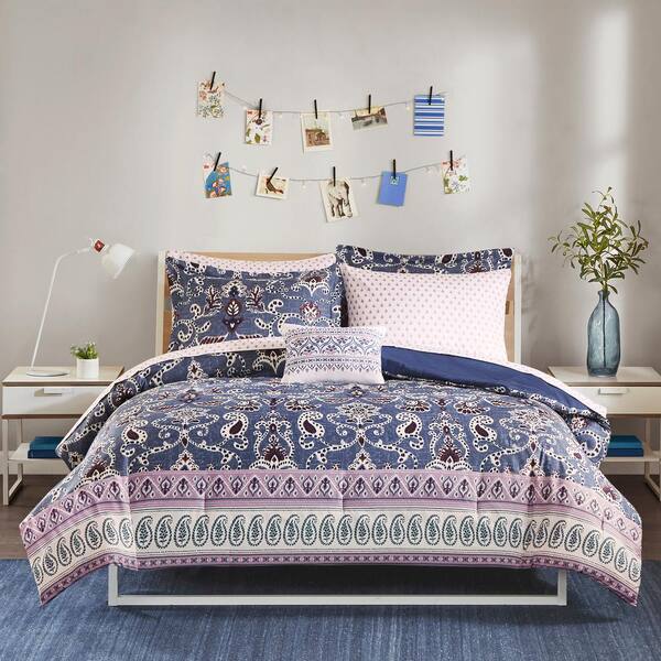 Intelligent Design Addison 6-Piece Purple Twin XL Bed in a Bag Set