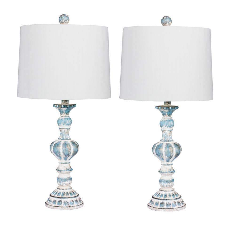 Fangio Lighting Pair of 26.5 in. Candlestick Resin Table Lamps in