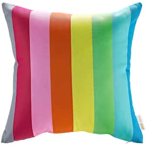 Square Outdoor Throw Pillow in Rainbow