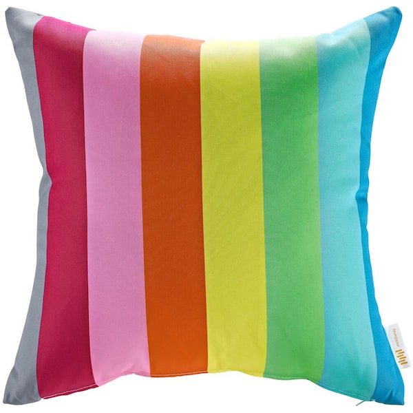 MODWAY Square Outdoor Throw Pillow in Rainbow