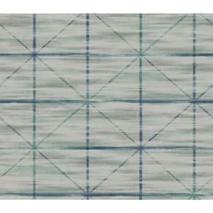 Tiled Geometric Green and Blue Paper Non-Pasted Strippable Wallpaper Roll (Cover 60.75 sq. ft.)
