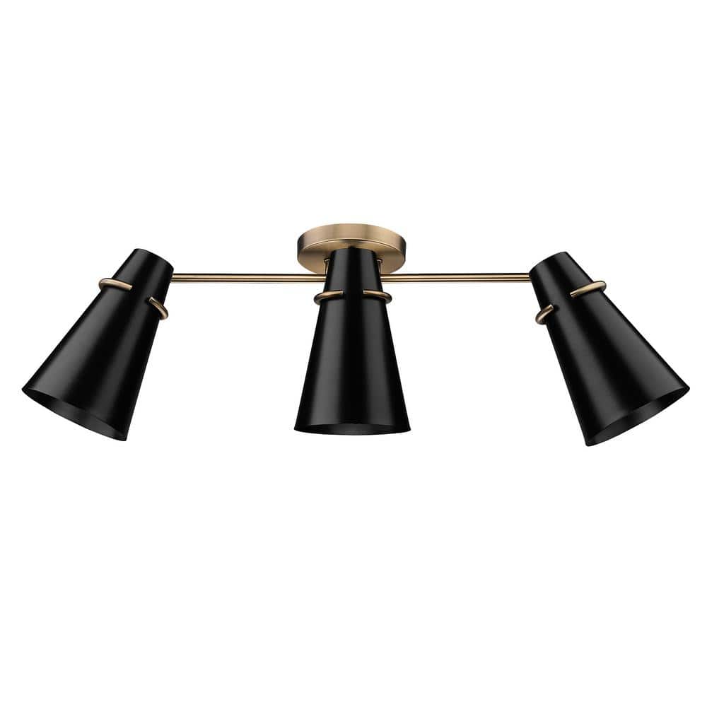 Reeva 29.125 in. 3-Light Modern Brass Semi-Flush Mount price history on PriceWatchPro
