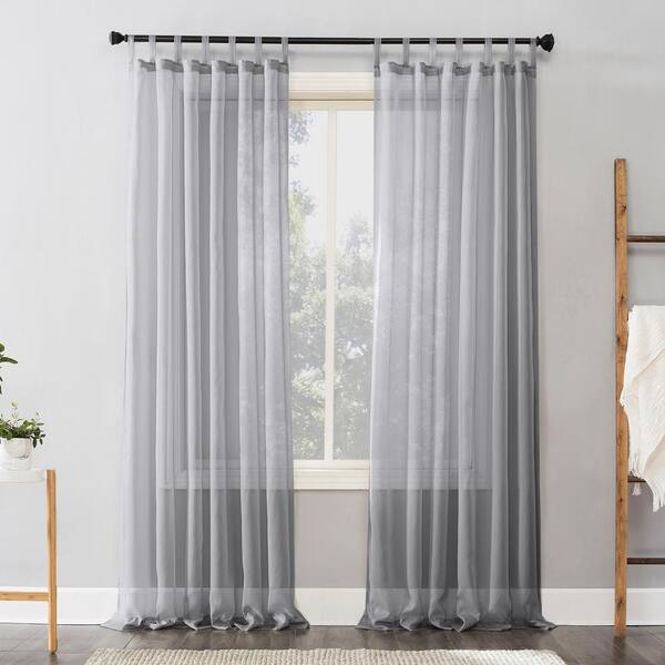 No. 918 Emily Silver Voile 84 in. L x 59 in. W Sheer Tab Top Curtain Panel