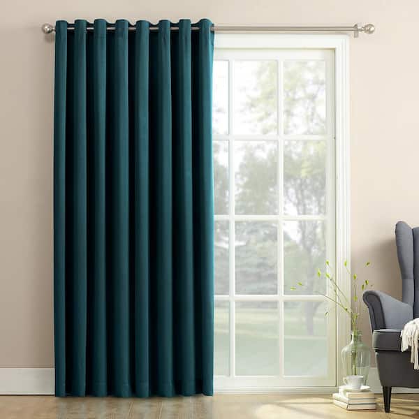 Sun Zero Gregory Teal Polyester 100 in. W x 84 in. L Grommet Sliding Patio Door Room Darkening Curtain (Single Panel)