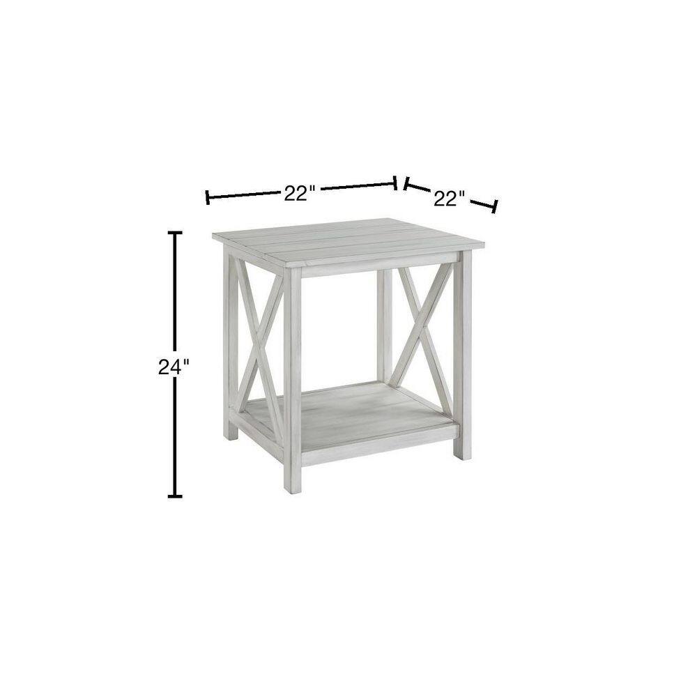 Antique White Jamestown Square End Table with Lower Shelf