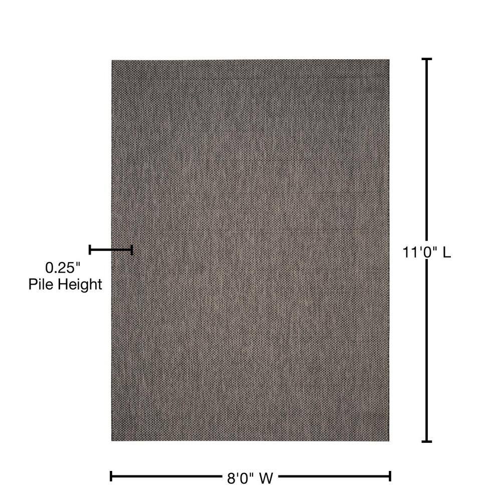 Black and Beige Synthetic Flat Woven Reversible Area Rug, 8' x 11'