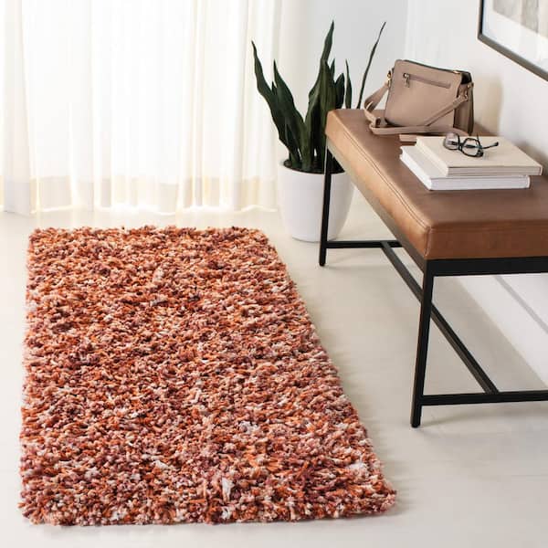 Rio Shag Rust/Ivory 2 ft. x 6 ft. Solid Runner Rug