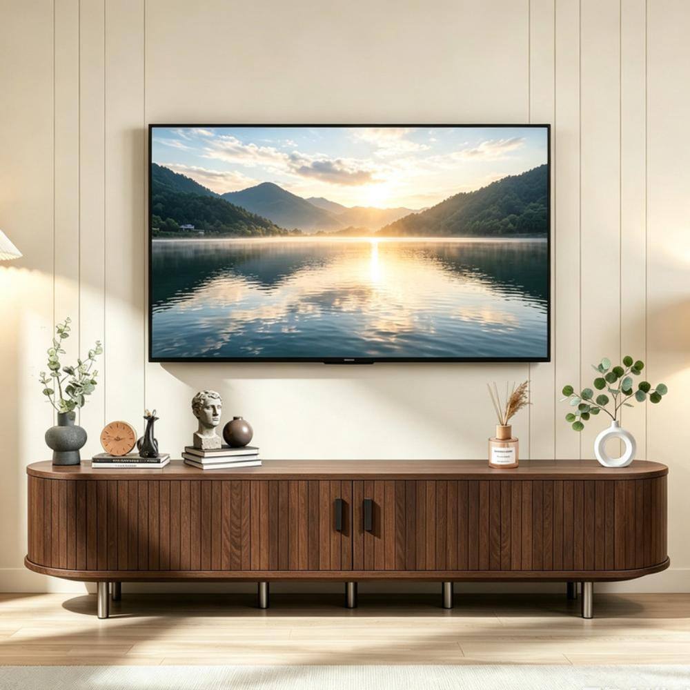 "70"" TV Stand,Wood TV Consoles with Sliding Doors ,Power Outlet and Adjustable Shelves,Walnut" price history on PriceWatchPro