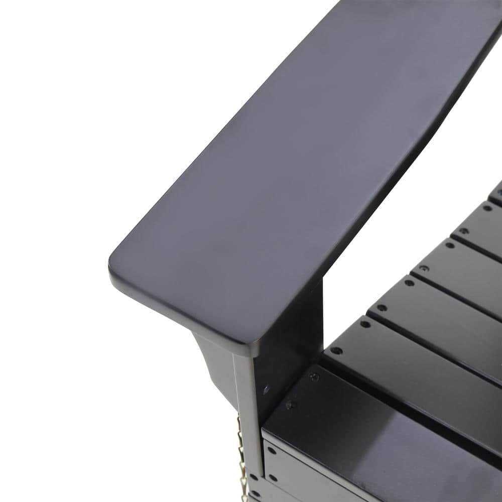 Sleek Black Acacia Wood Folding Adirondack Chair