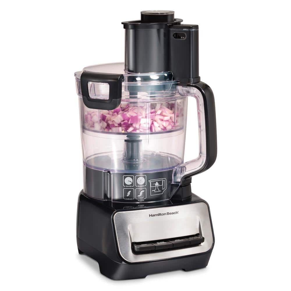 Hamilton Beach Stack n Snap Duo 14-Cup 2-Speed Black and Stainless Steel  Food Processor with Dual Bowls 70585 The Home Depot