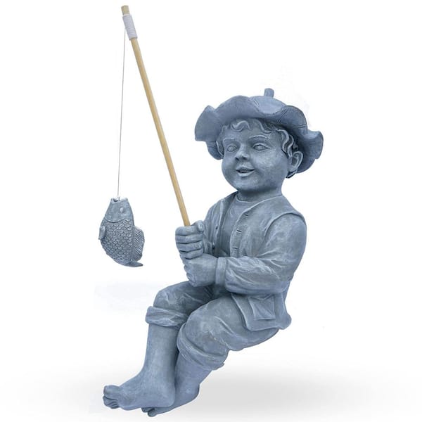 Shxx 3d Boy Girl Fishing Garden Statue Sculpture Figurine