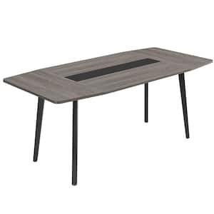 Capen 70.8 in. Rectangular Gray Engineered Wood Computer Desk Conference Table 6 ft. Meeting Table