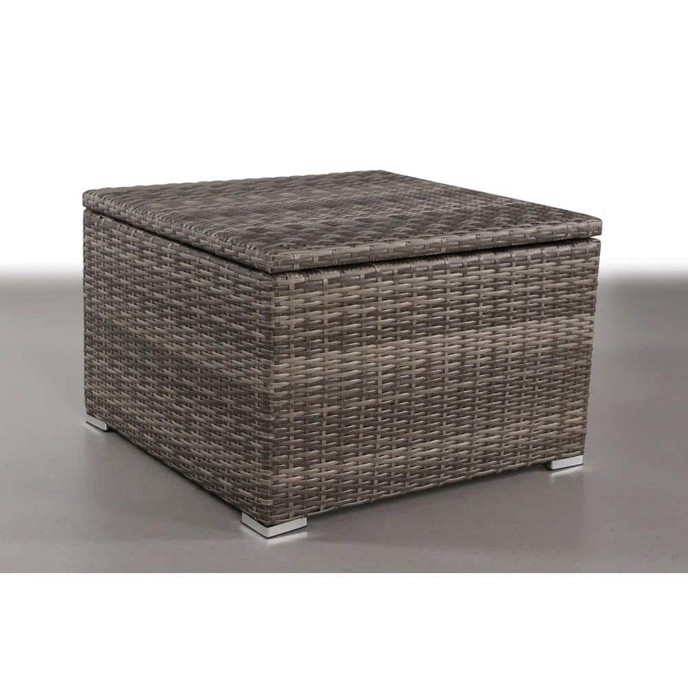 Mondawe Brown Square Wicker Outdoor Side Table with Storage