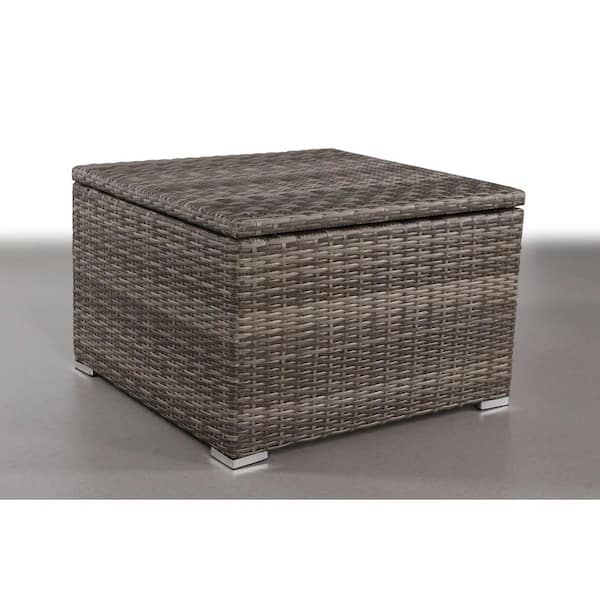 Mondawe Brown Square Wicker Outdoor Side Table with Storage